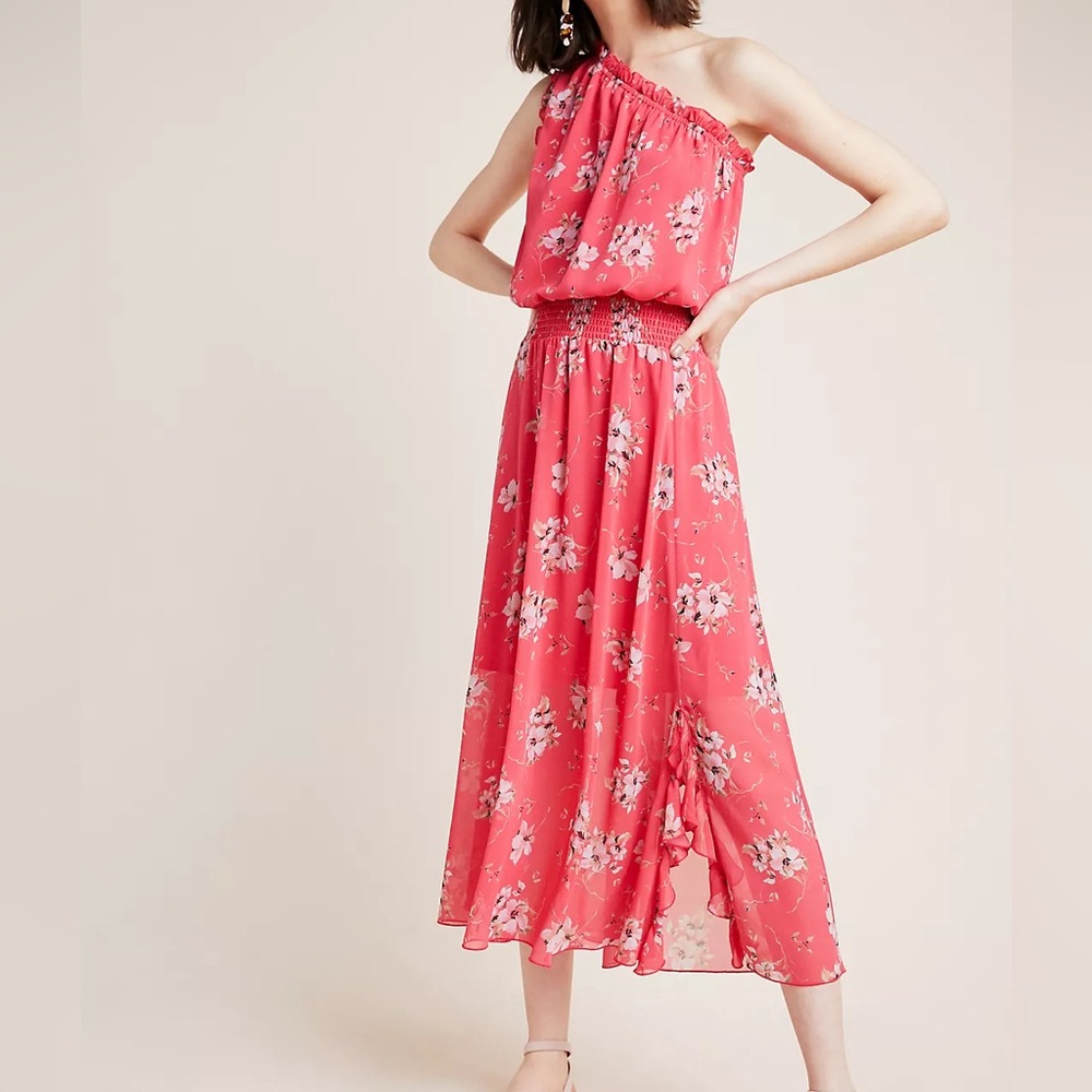 NWT Anthropologie ML Monique Lhuillier Chiffon Midi Dress 10